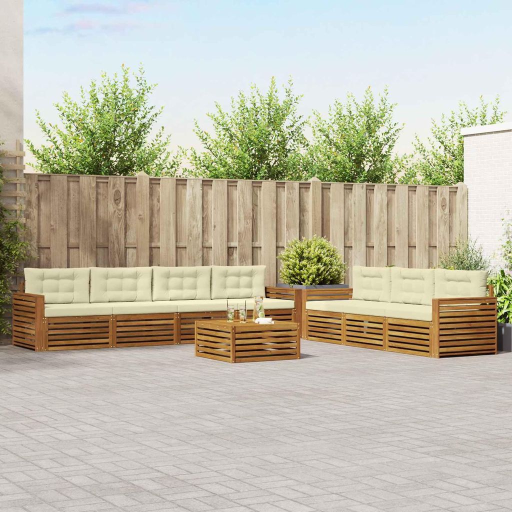 "Neues Produkt" Outdoor-Sofagarnitur ANTI-UV - CLORIS - mit Kissen - 8 pcs - Natur und Creme - Modern Gartensofas V1134