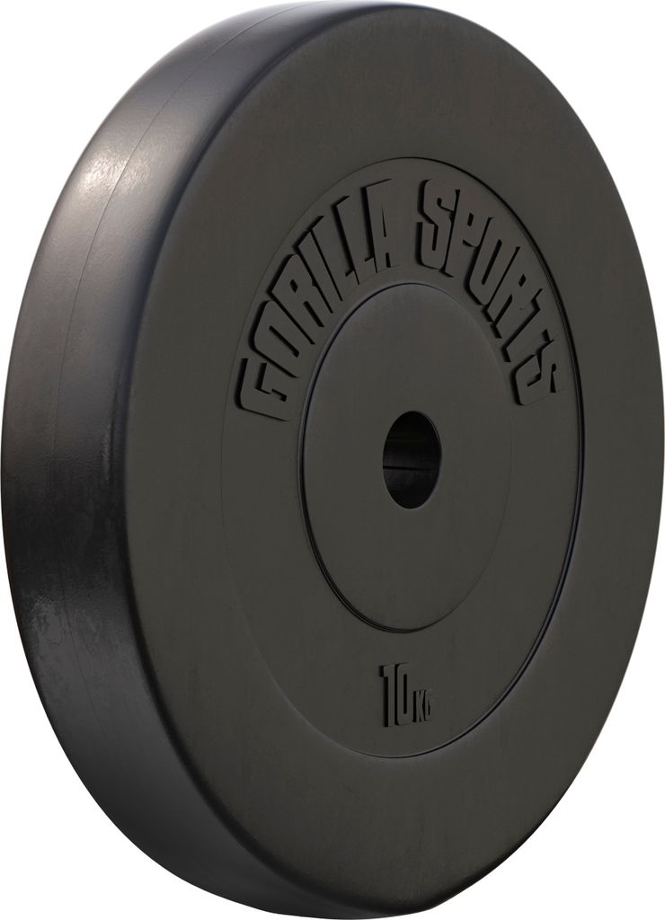 GORILLA SPORTS Hantelscheiben - 10kg Gewichte, 30mm Bohrung, aus Kunststoff - Gewichtsscheiben, Hantelscheiben-Set, Hanteln