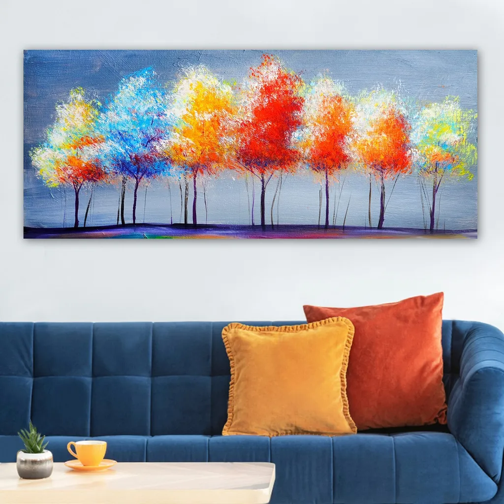 Décoration murale : Tableau sur toile grand format 50x120 cm Coloré