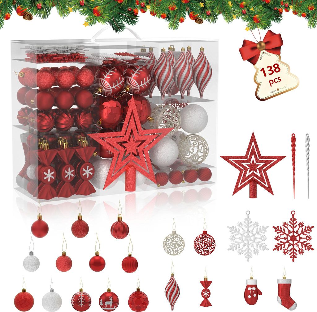 UISEBRT 138 Set de boules de Noël pour l'arbre de Noël, Image du produit 