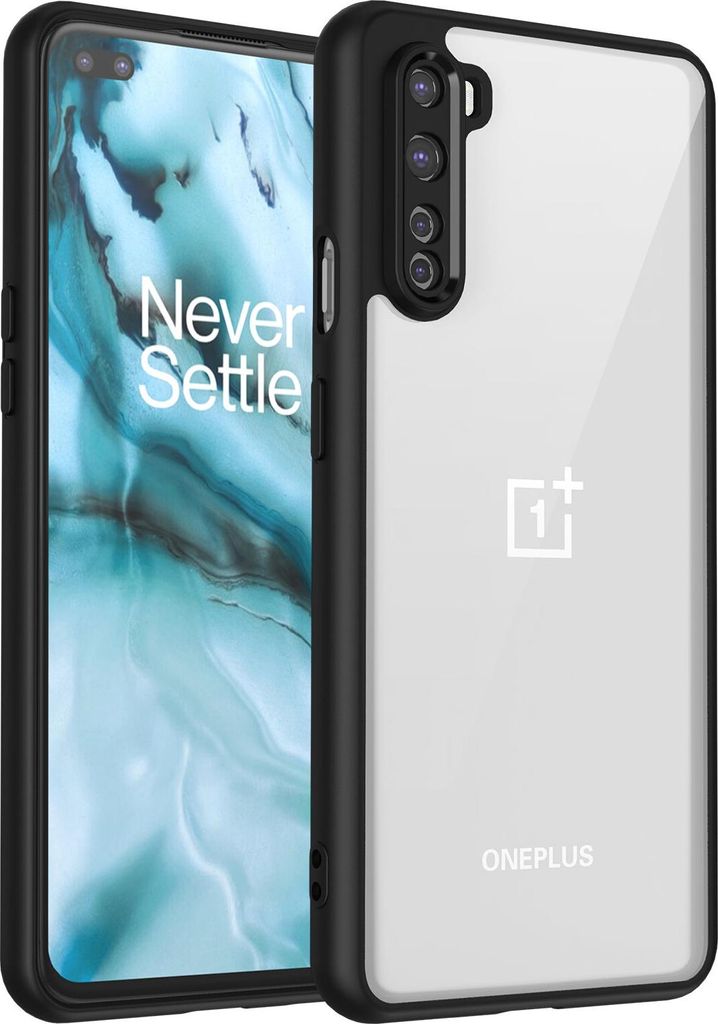 Hülle für OnePlus Nord Transparente Rückseite TPU Bumper Stoßfest Handyhülle Schwarz