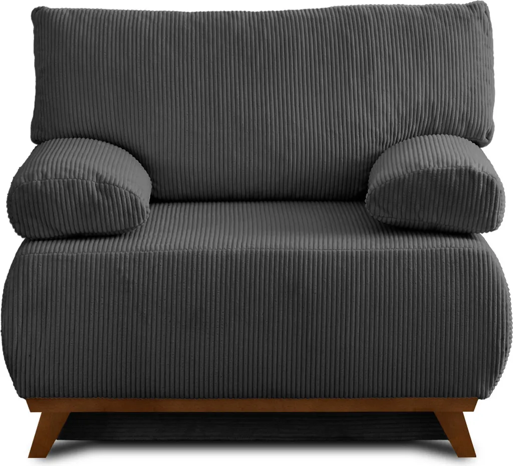 Fauteuil lit Cristal avec coffre de rangement velours côtelé gris foncé