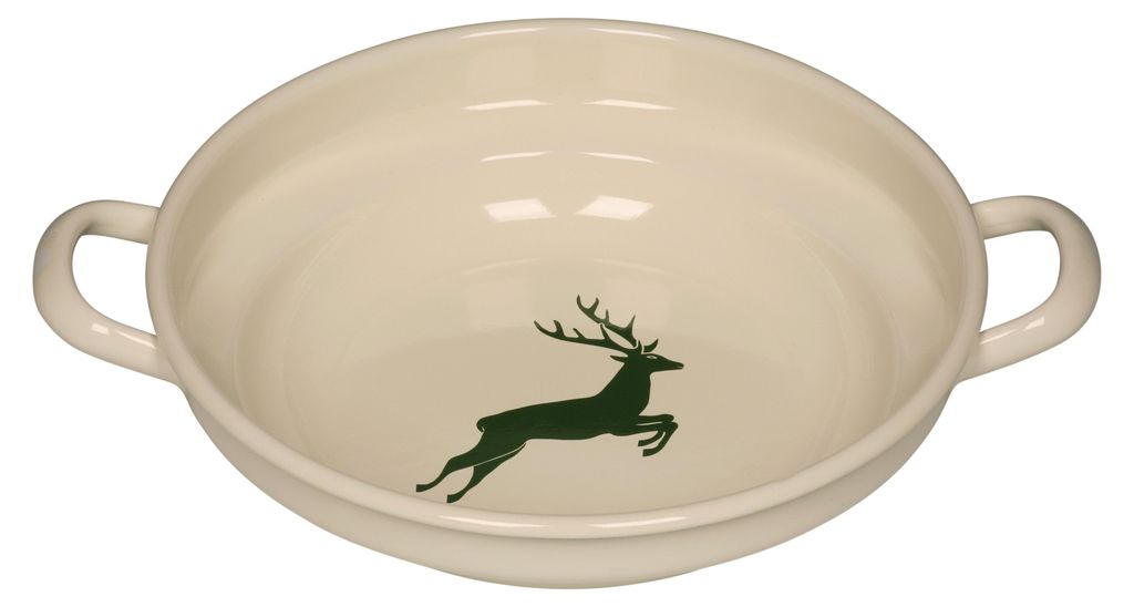 Riess Emaille Bauernschüssel flach Ø 24 cm Hirsch Grün Produktbild 