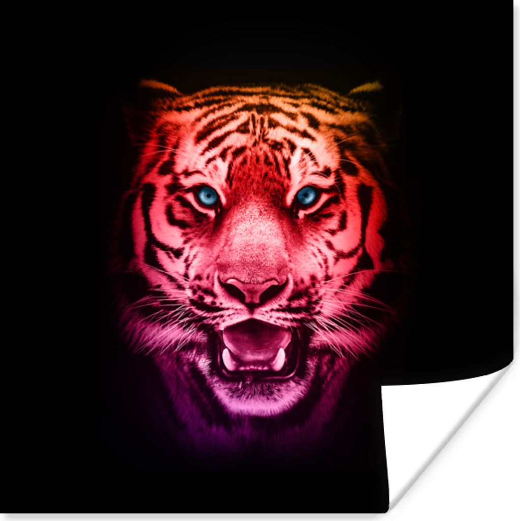 MuchoWow Poster Tiger - Farben - Tiere 30x30 cm - Wandposter - Printing