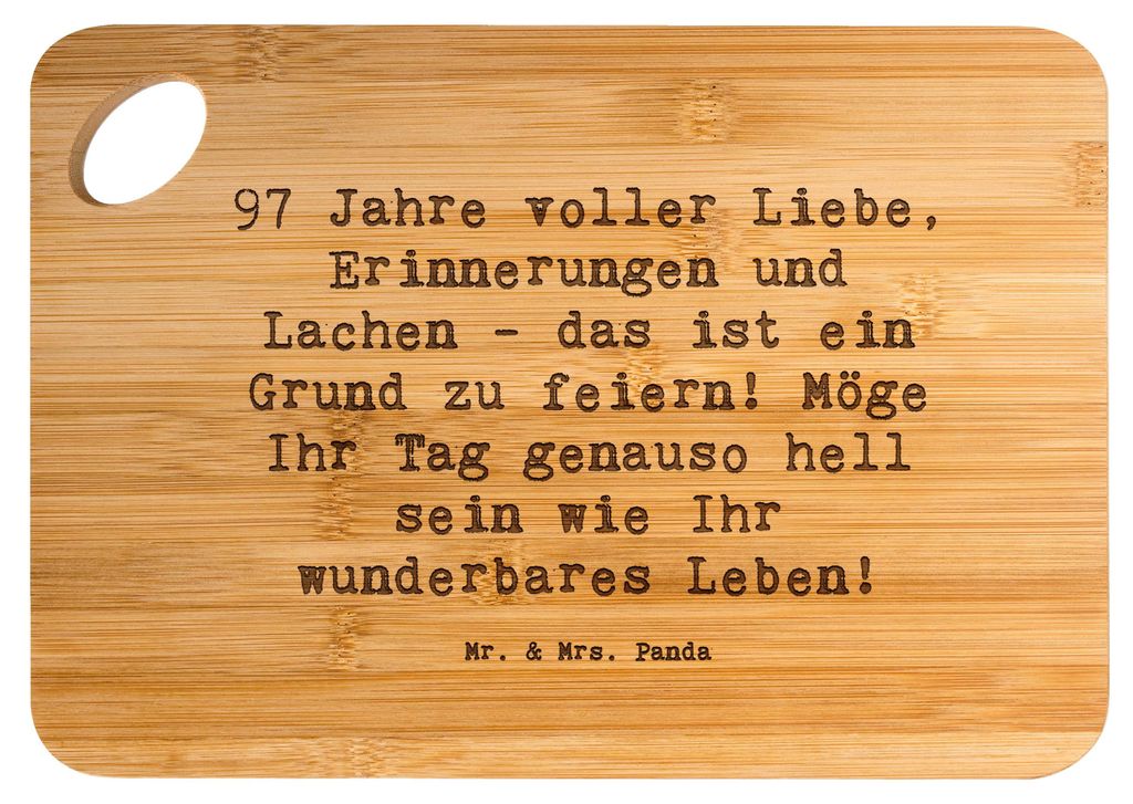 Mr. & Mrs. Panda Frühstücksbrettchen Spruch 97. Geburtstag - Transparent - Geschenk, Geburtstagsfeier, Küchenbrett, Frühstücksbrett, Alter, Br...