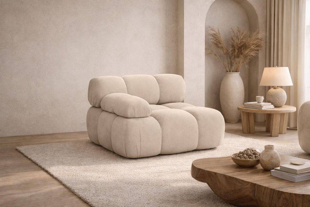 Kaiser Möbel Modul seitlich für ein modulares System, Stoff Salvador, Beige, Links, Selia