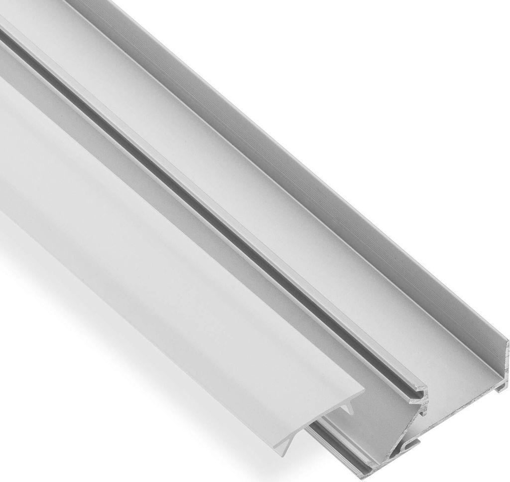 10 x LED Profil-45B 2 m für 19 mm Plattenstärke mit Nut für Furnierkante mit opaler Abdeckung für LED Streifen bis 12 mm Breite Aluminium eloxi...