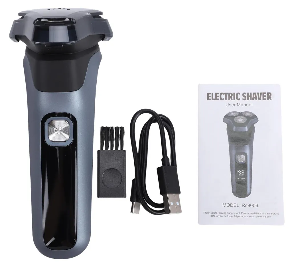 Rasoir électrique pour homme étanche IPX7 avec 3 lames rotatives 3D