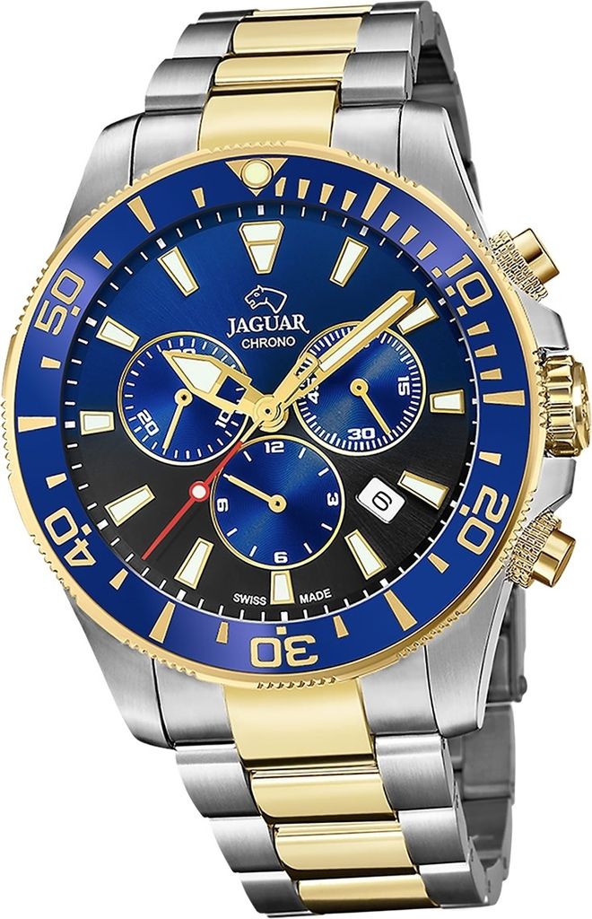 Jaguar Edelstahl Herren Uhr Chronograph Elegant Luxus silber gold Executive D2UJ862/4