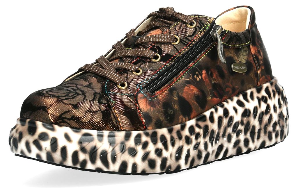 Laura Vita Damen Sneaker Plateausohle Leo-Muster Floral Produktbild 