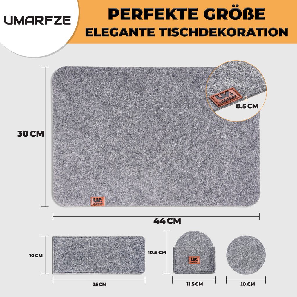 Rutschfeste Platzset abwaschbar aus Filz 18er Set,6 Produktbild 2