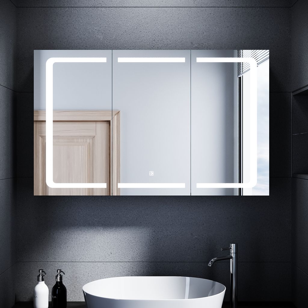 SONNI Armoire de toilette en inox avec tablette et Image du produit 