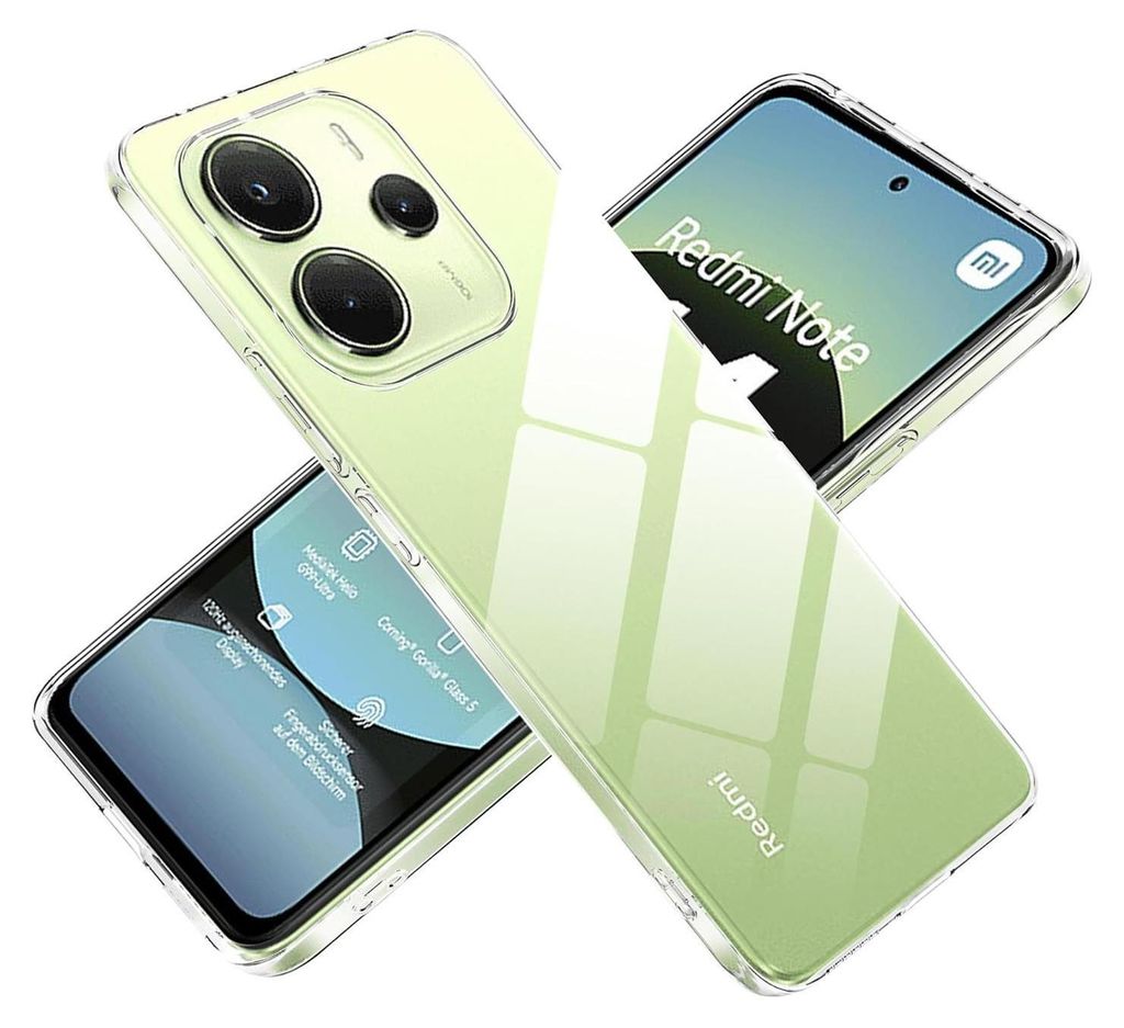 Two transparent phone cases are shown, one on top of the other, with a gradient of green on the bottom case.