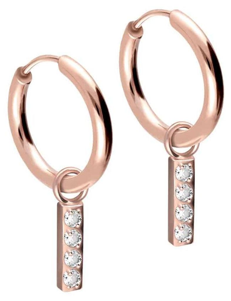 Chirurgenstahl Ohrclicker Creolen KRISTALLBALKEN RoséGold Innendurchmesser: 12mm + Designstärke: 2mm