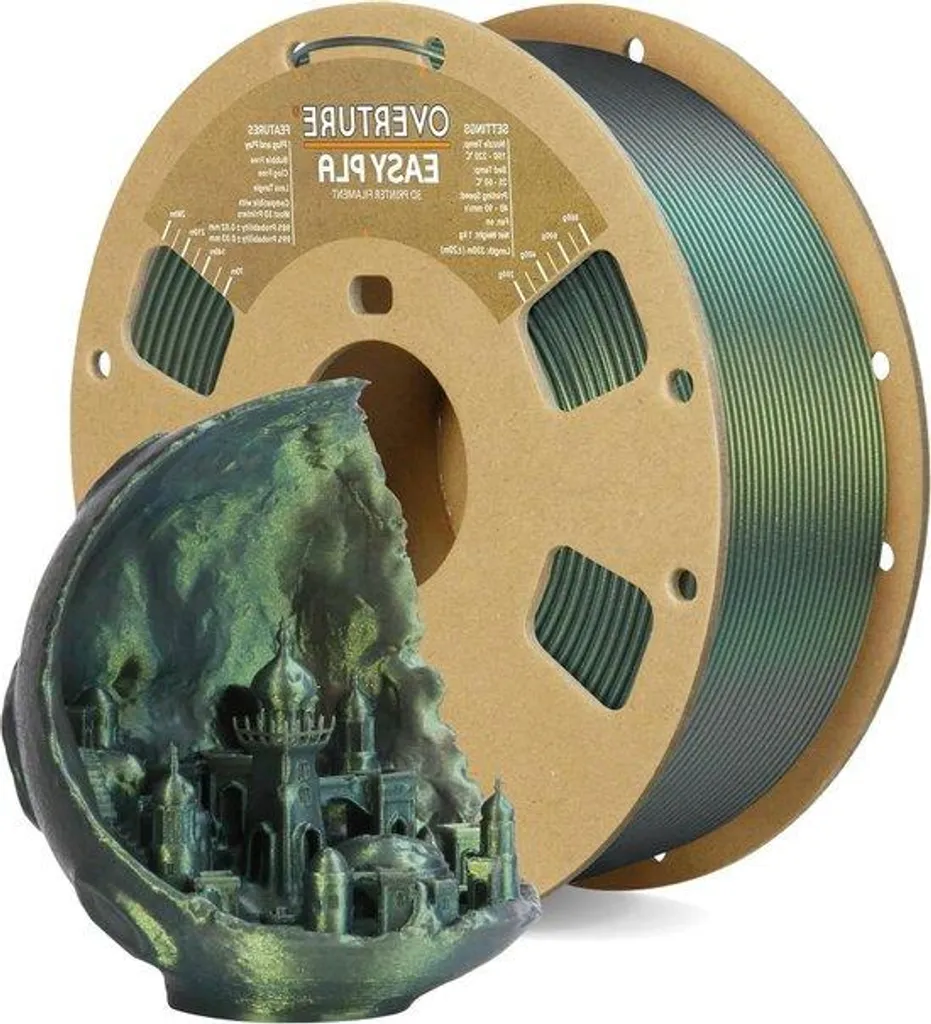 Consommable impression 3D Filament PLA 1,75mm Vert Argenté Bobine 1kg