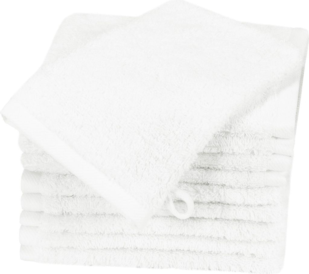 10er Set Waschhandschuhe, 100% Baumwolle, 17x21 cm, weiß Produktbild 