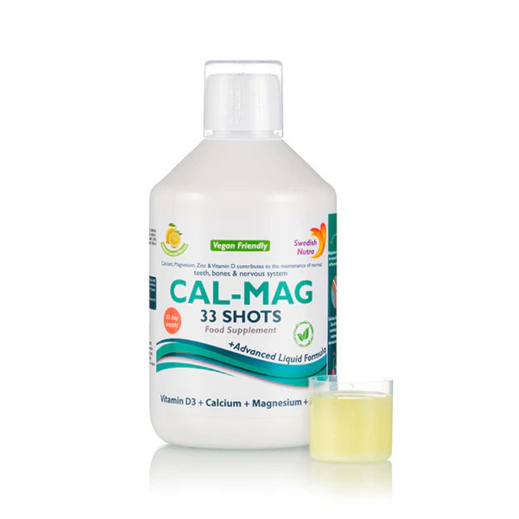 Swedish Nutra Cal - Mag Vitamin D3, Calcium, Magnesium, Zink fr knochen, Zhne, Muskeln & Nerven schnelle Aufnahme - 33 Shots - 500ml