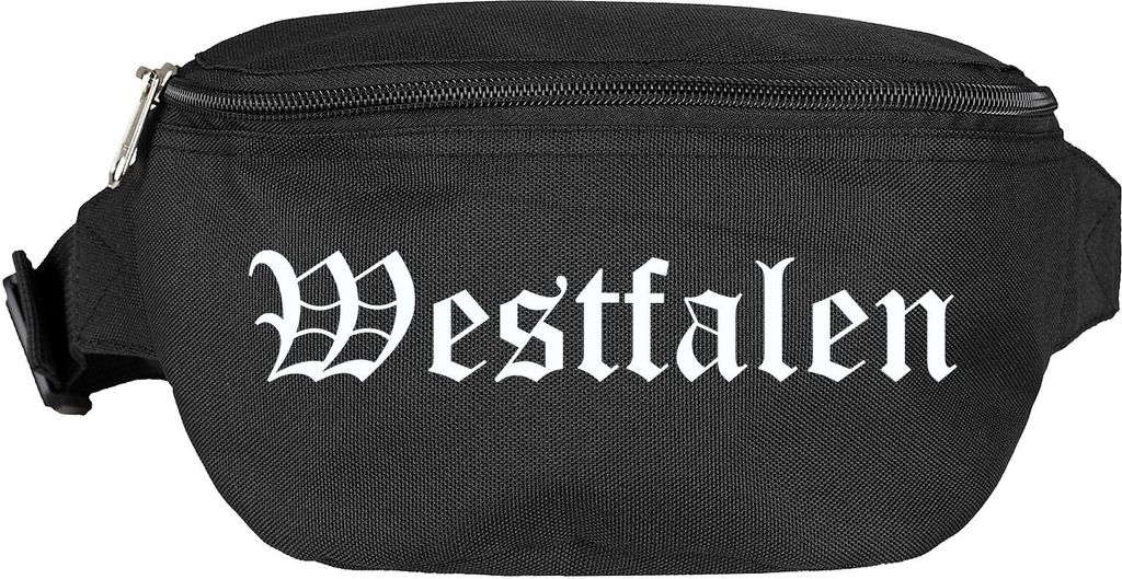 Westfalen Bauchtasche - Altdeutsch bedruckt - Gürteltasche Hipbag Schwarz