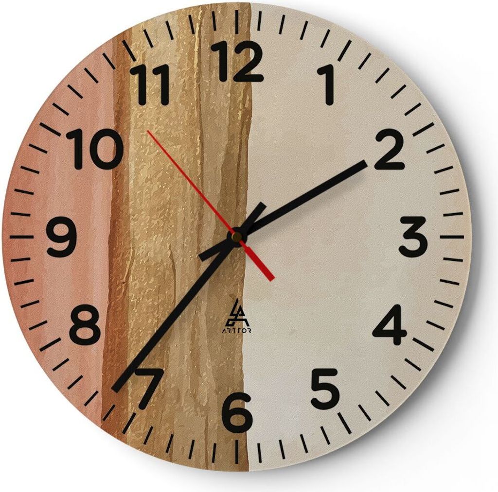 Wanduhr - Rund - Glasuhr - Gold Abstraktion Linien - 30x30cm - Schleichendes Uhrwerk - Lautlos - zum Aufhängen bereit - Dekoration Modern - Wandde...