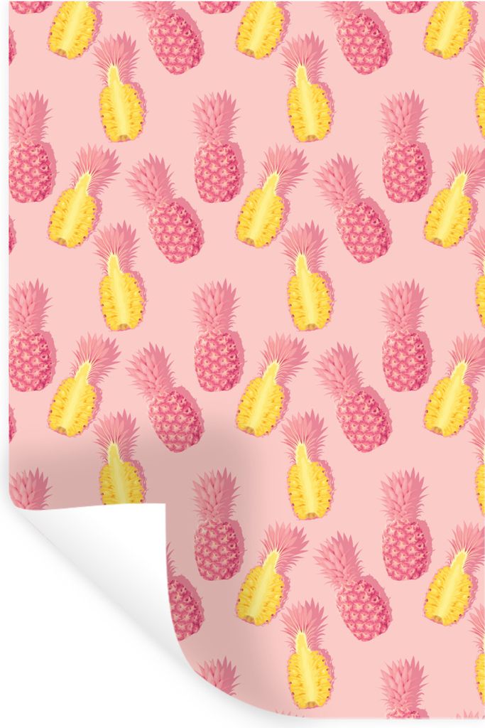 MuchoWow Wandtattoo Wandsticker Wandaufkleber Sommer - Ananas - Muster 20x30 cm Selbstklebend und Repositionierbar - Sticker - Dekorfolie