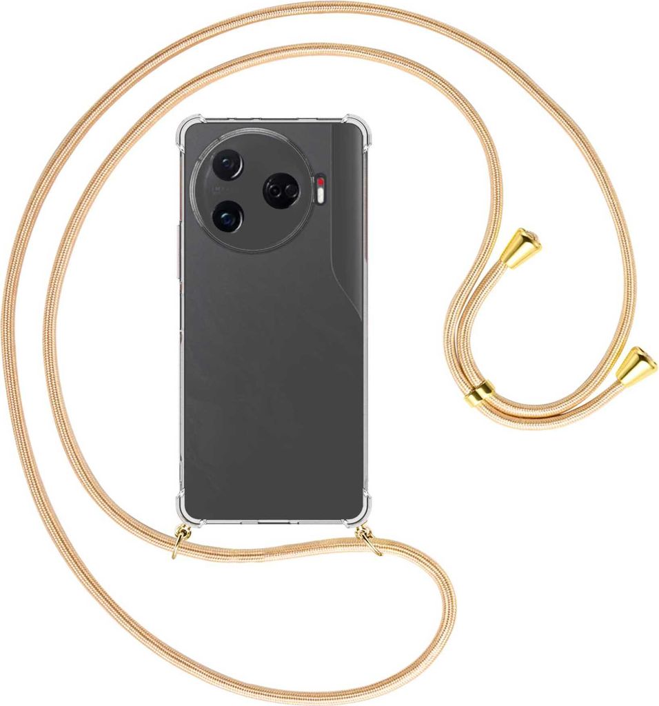 Handykette Backcover-Schutzhülle mit Band (Metall goldfarben) für Tecno Camon 30 Pro 5G - Goldkordel