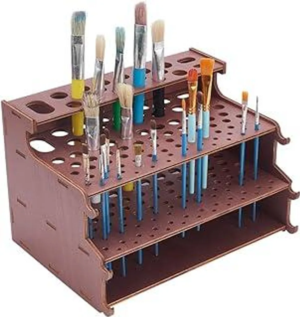 PH PandaHall Portapennelli a 3 livelli in legno Organizer per pennelli Portapenne in legno Pennelli artistici Custodia da scrivania Portapennelli per pittura Matite Acquerelli Cancelleria