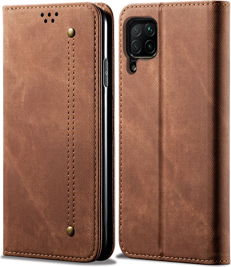 Huawei P40 Lite Hülle, LaimTop Denim Leder Brieftasche Magnetverschluss Flip Bookstyle Schutzhülle mit Standfunktion für Huawei P40 Lite Huawei ...