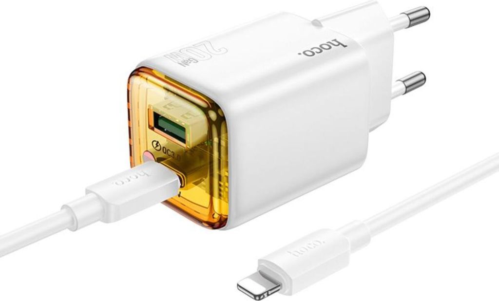 Hoco N52 Weiß USB Ladegerät 20W mit USB-A/USB-C und Kabel