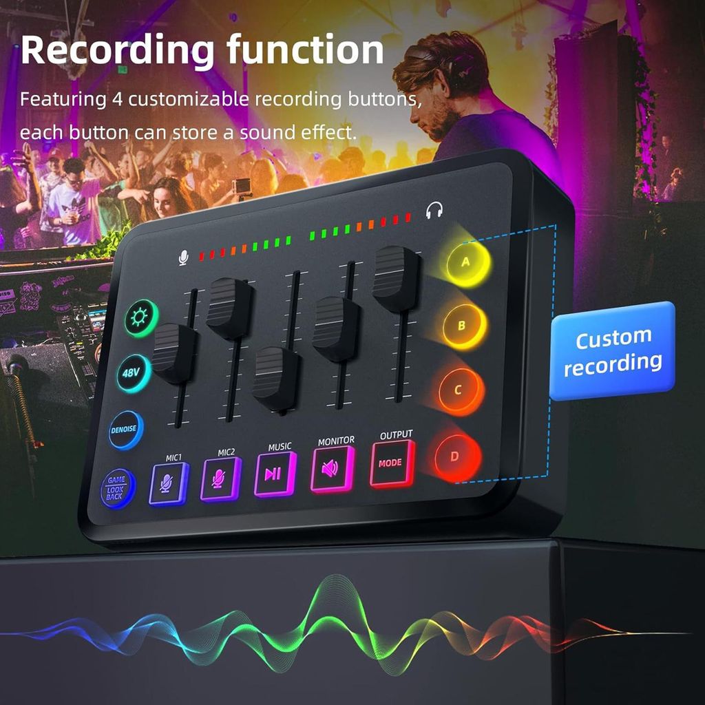 Podcast-Ausrüstungspaket, Streaming-Audio-Interface-Kit mit Kondensatormikrofon, Rauschunterdrückung, Live-Soundkarte-Audiomischer für Live-Stre...