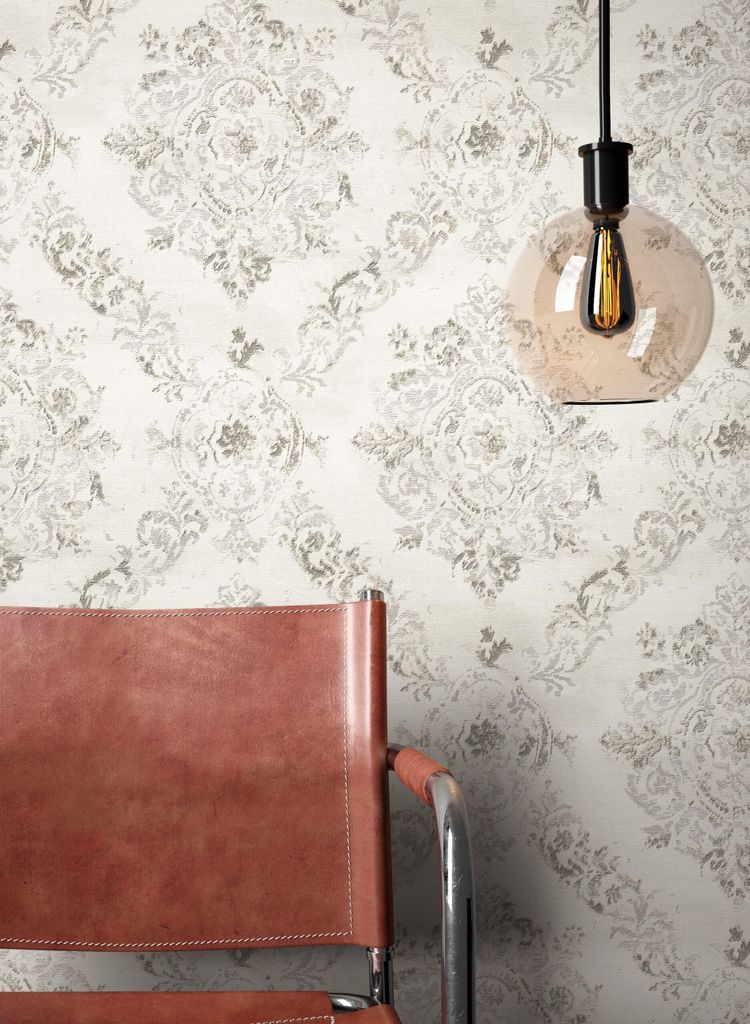 NEWROOM Tapete Grau Vliestapete Ornament - Barocktapete Barock Silber Prunk Glamour