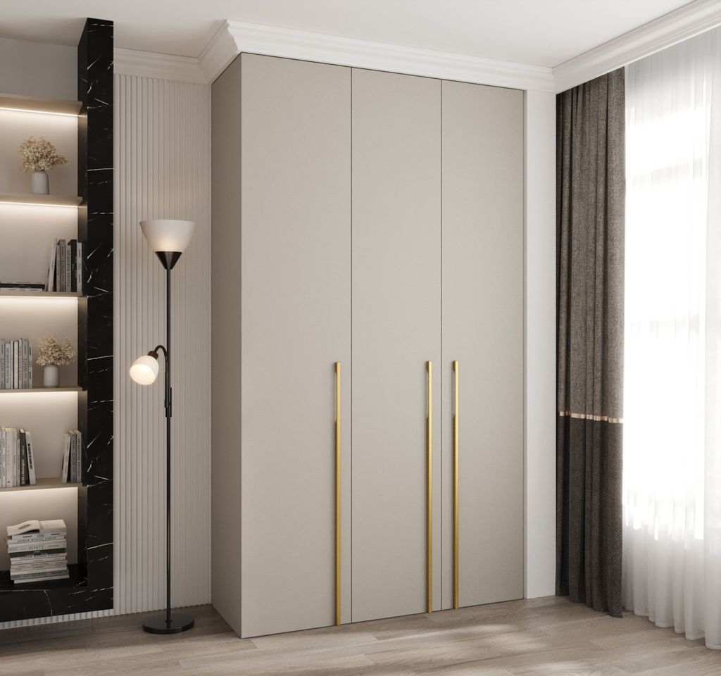 Kleiderschrank mit Regalen 140/50 LORENA 3 - Kaschmir / Gold