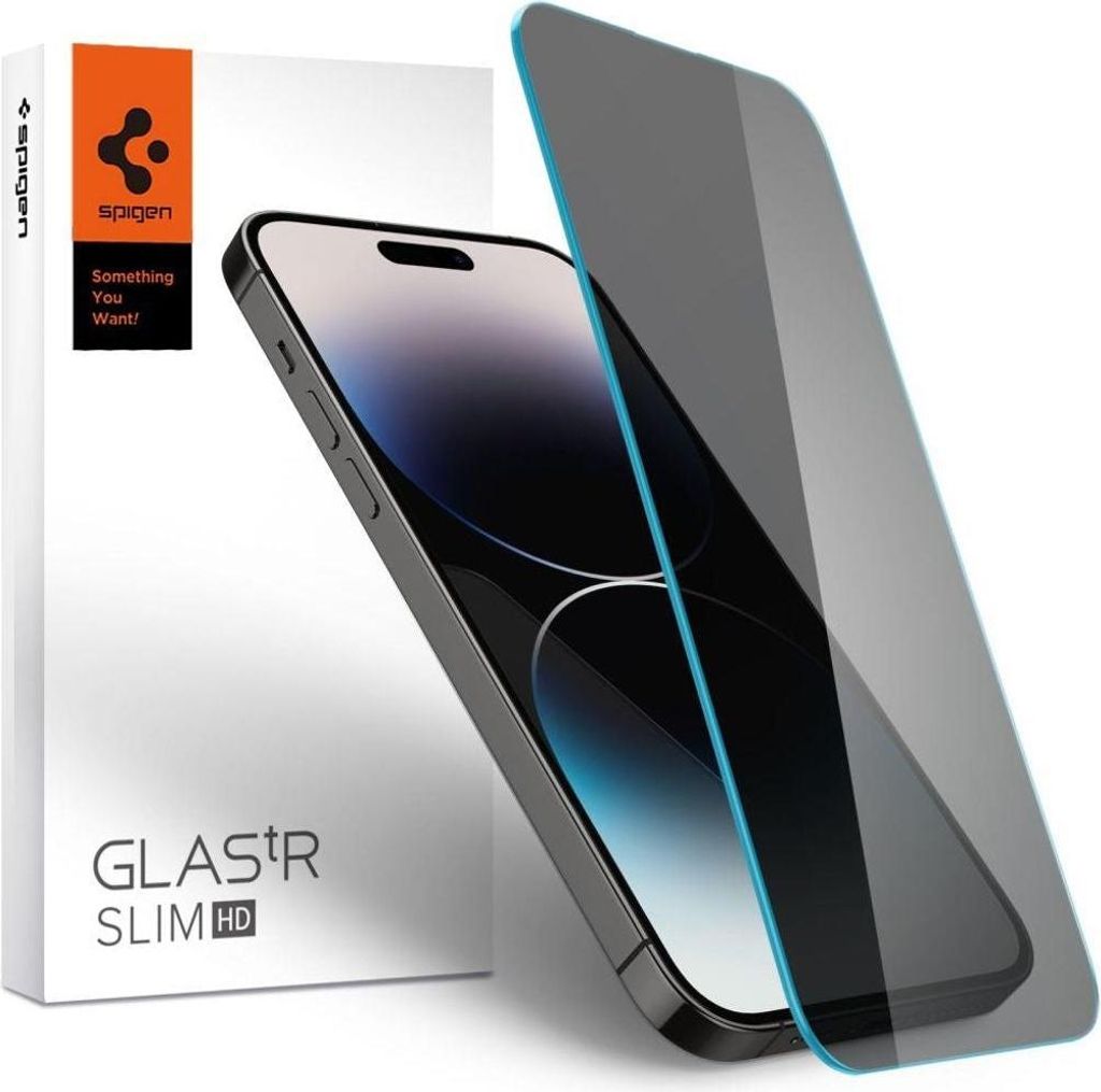 Spigen iPhone 14 Pro Max Glas.Tr Slim Privacy Displayschutzfolie aus gehrtetem Glas