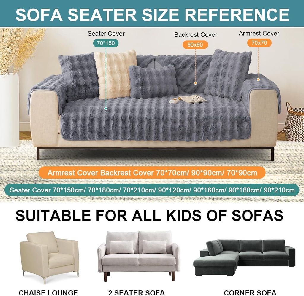 Kaninchen Plüsch Sofabezug L Form 1/2/3/4 Sitzer Sofa Produktbild 3