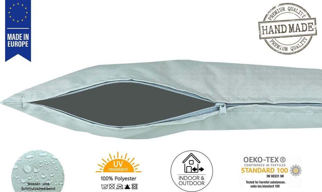 JACK 2er Set 60x60cm Outdoor Kissenhülle Bezug Kissen Hülle Lounge Garten Einfarbig, Farbe:Silber