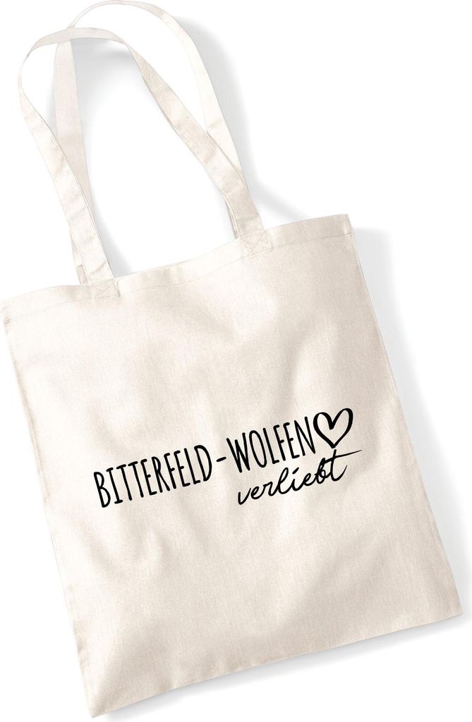 Huuraa Jutebeutel Bitterfeld-Wolfen verliebt 10 Liter Natural Baumwolle Tasche Geschenkidee