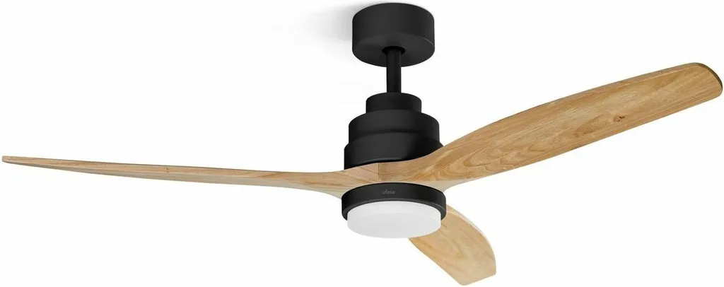 Ventilateur Salon Ufesa Noir et Bois 84105846 pour Fraîcheur Intérieure
