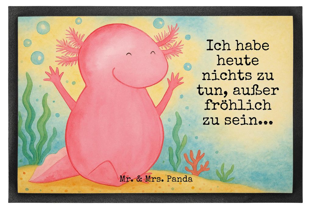 Mr. & Mrs. Panda Schmutzfangmatte Axolotl Hurra Design 50 x 75 cm - Weiß - Geschenk, Freude, Schmutzfangteppich, fußmatte, Spaß, Fußabstreifer,...