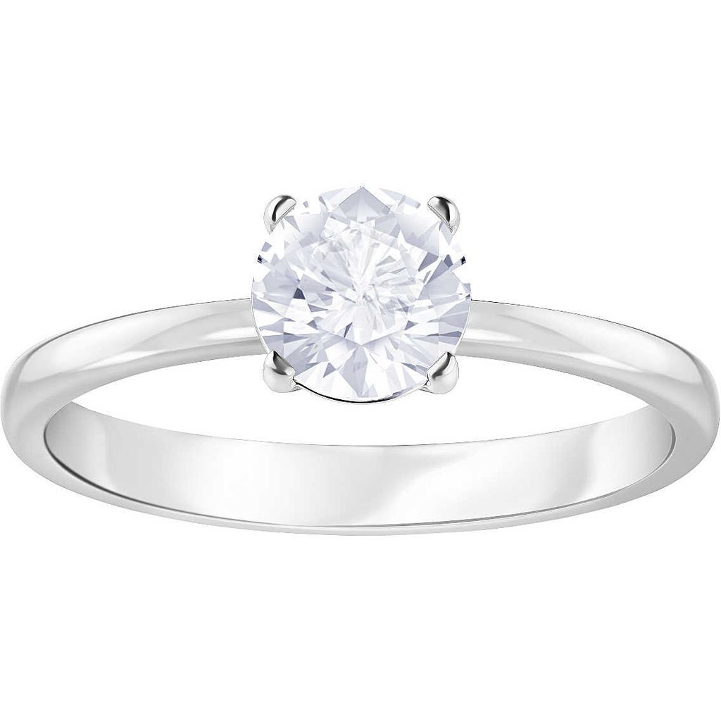 Swarovski 5412078 Ring Attract Round Weiss Silber-Ton Rhodiniert Gr. 60