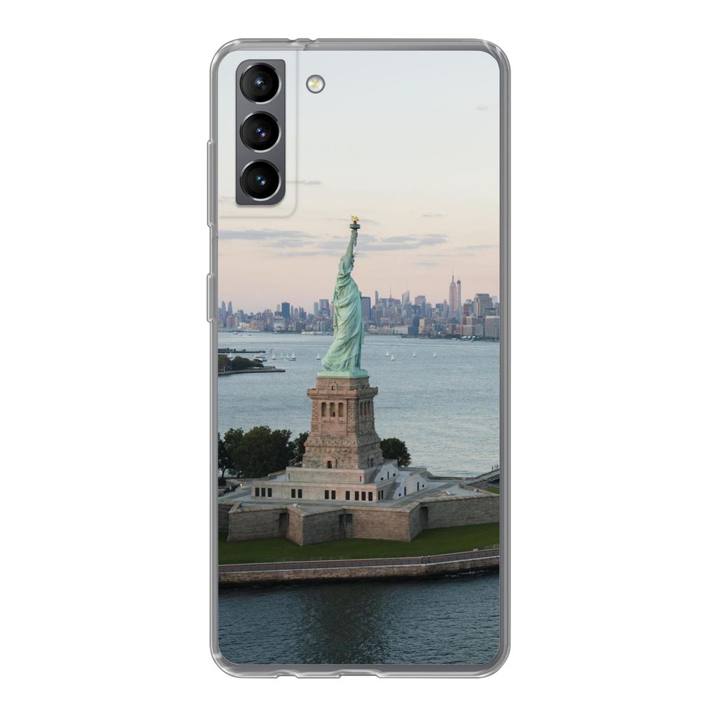 MuchoWow Handyhülle Schutzhülle Hülle für Samsung Galaxy S21 Plus New York - Freiheitsstatue - Amerika Silikon Softcase Handy Hülle - Handy-...