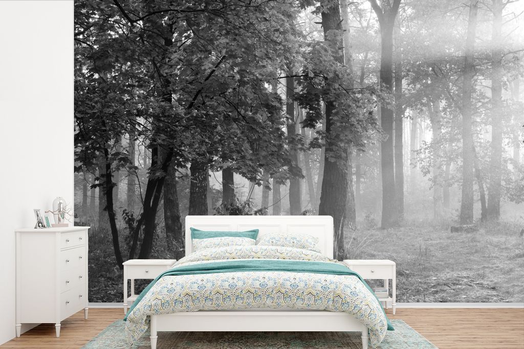 MuchoWow Fototapete für Wohnzimmer oder Schlafzimmer Wandtapete Vinyl Motivtapete Herbstblätter in den Vereinigten Staaten mit der Herbstsonne ...