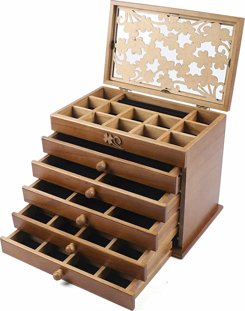 Fini les Bijoux Emmêlés avec la Boîte à Bijoux 6 Étages en Bois Noble