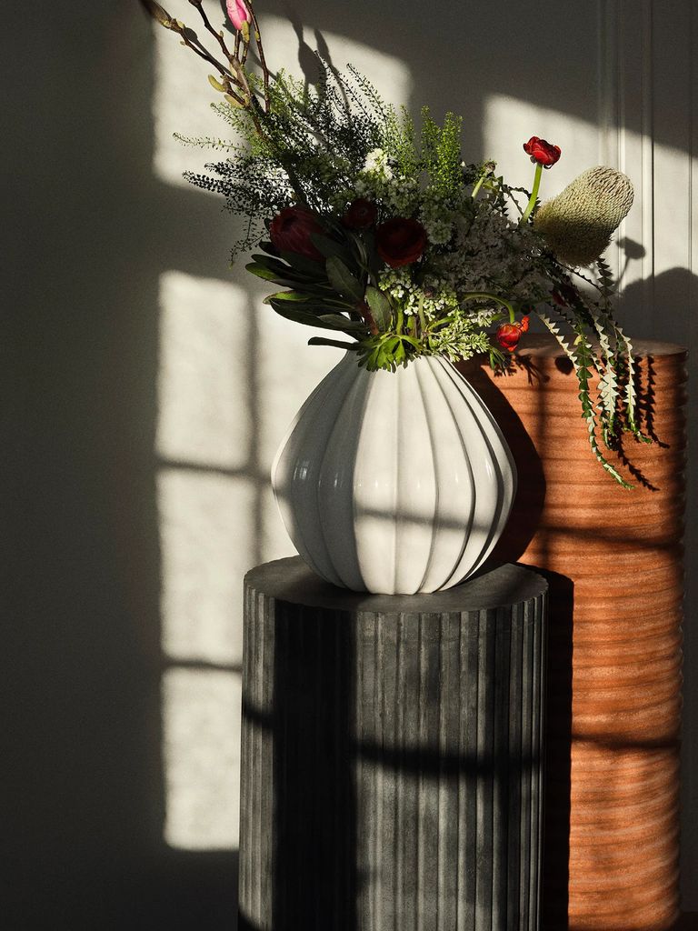 glas couchtisch Glas/Travertin “Fagiolo” – FALCO LIVING Höhenverstellbar