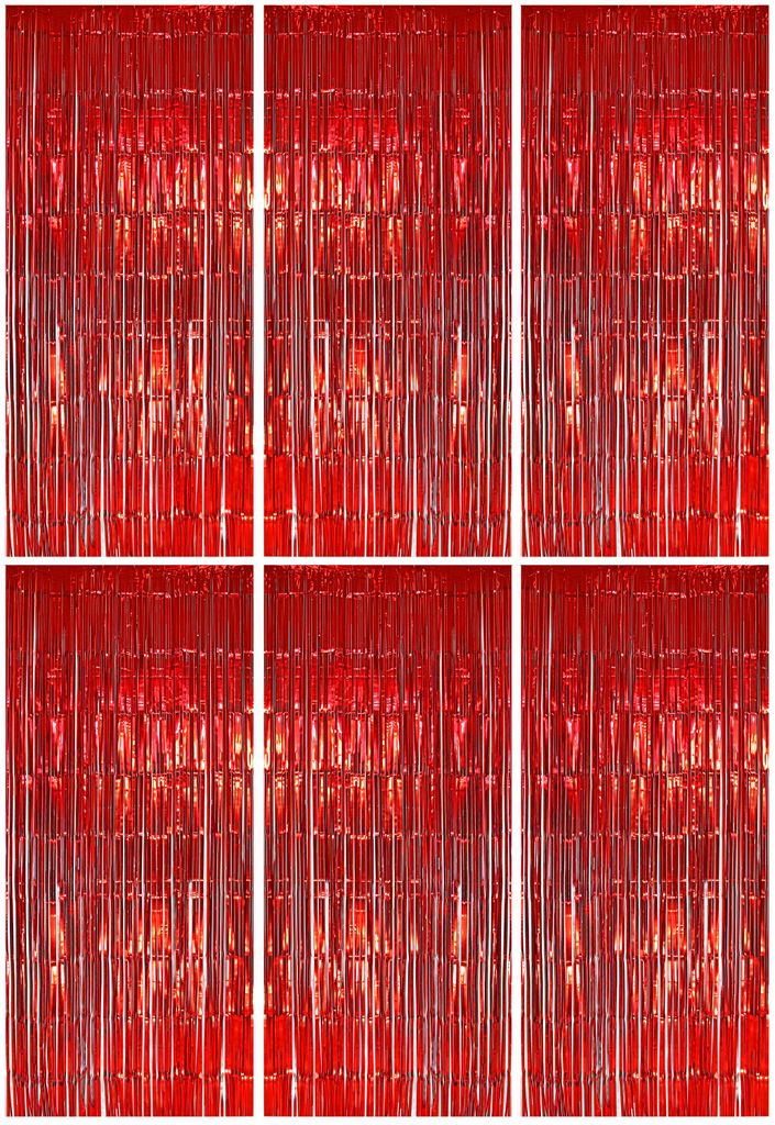 6x Lametta Vorhang - rot - 91x244 cm Produktbild 