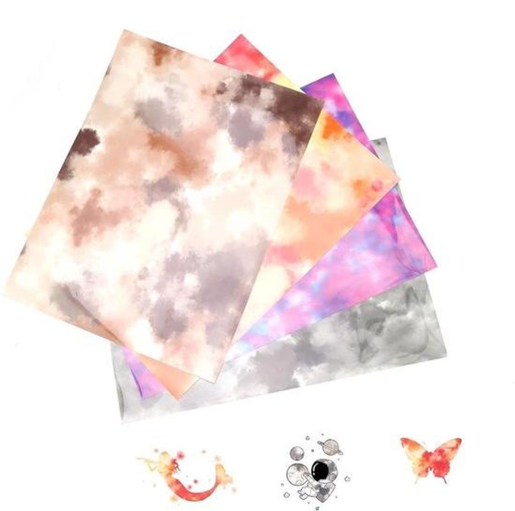 Tie-dye-Transferfolie 4-teilig 30 x 22 cm Textilfolie für Kleidung Schuhe Hüte