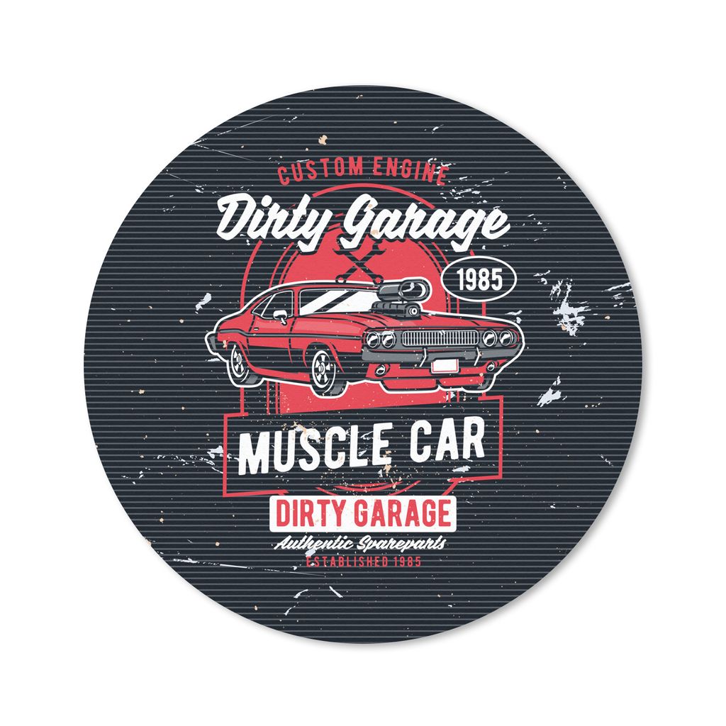 MuchoWow Mauspad Mousepad Mancave - Auto - Retro - Rot 20x20 cm - Mousepads - Maus Mat - Pad - Mausunterlage - Schreibtischmatte