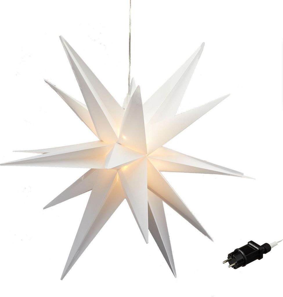 XXL LED Advents Stern warm weiß - 100cm - 3D Weihnachtsstern Fenster Deko zum Hängen für Außen mit Timer