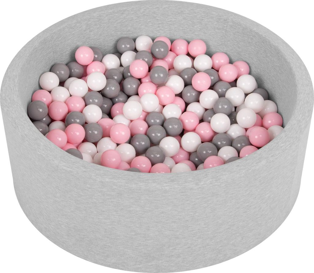 Selonis Bällepool Rund 90x30cm 200 Bunten Bällen ∅6cm - Babyspielzeug Bällebäder Für baby zimmer Bälle bällebad Plastikbälle - Hellgrau