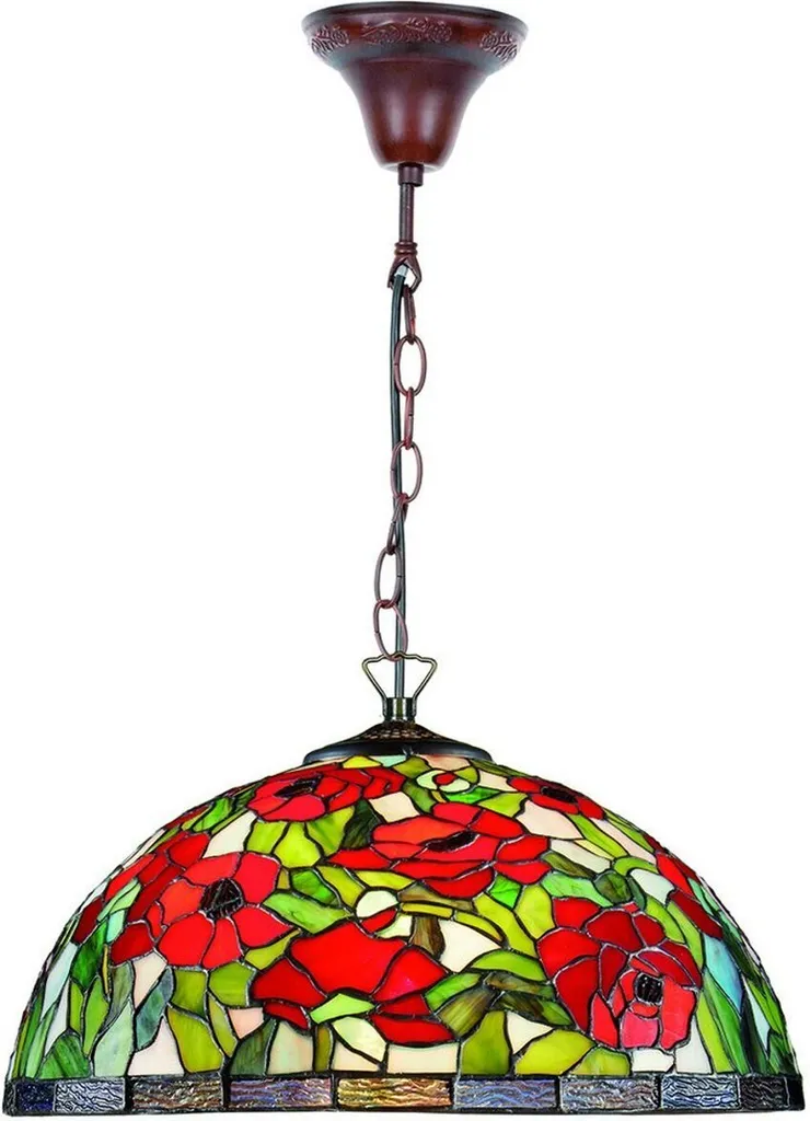 Casa Padrino Lampe à suspendre Tiffany Multicolore Ø 40 x H. 85 cm