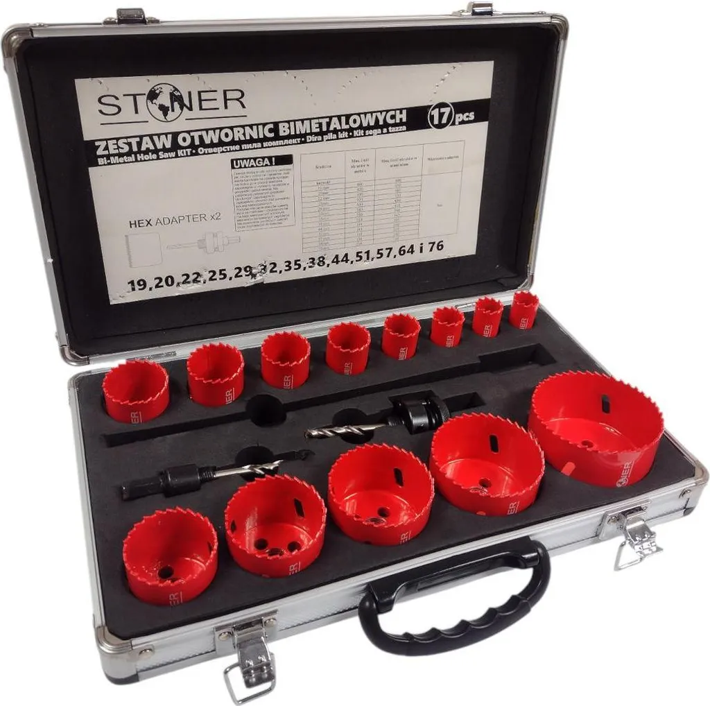 Set Seghe a Tazza Stoner Bi-Metalliche 17St | Valigetta Alluminio