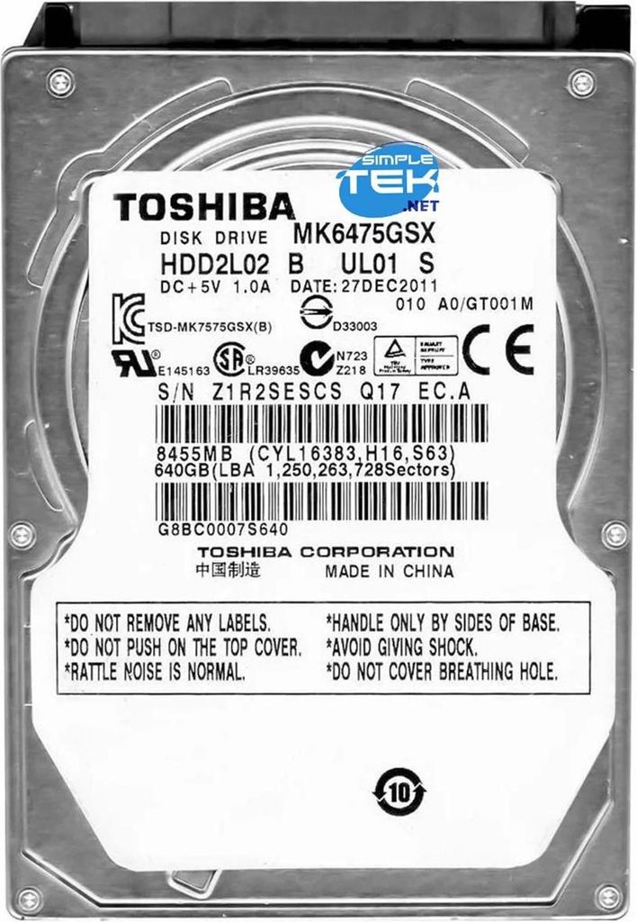 Disque dur Toshiba 640Gb MK6475GSX 8Mb Cache 5400Rpm Sata Image du produit 